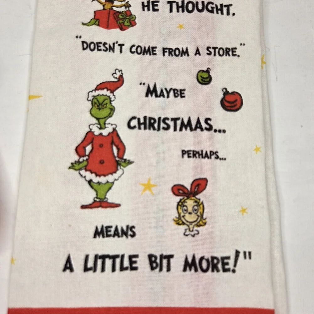 Dr. Seuss Grinch Pot Holder and Tea Towel Set Christmas Green and Pink